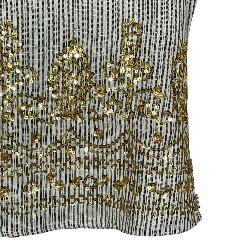 Mint 100% Linen Sequin Top Skirt Set Shell Buttons Size 10 - Picture 8 of 14